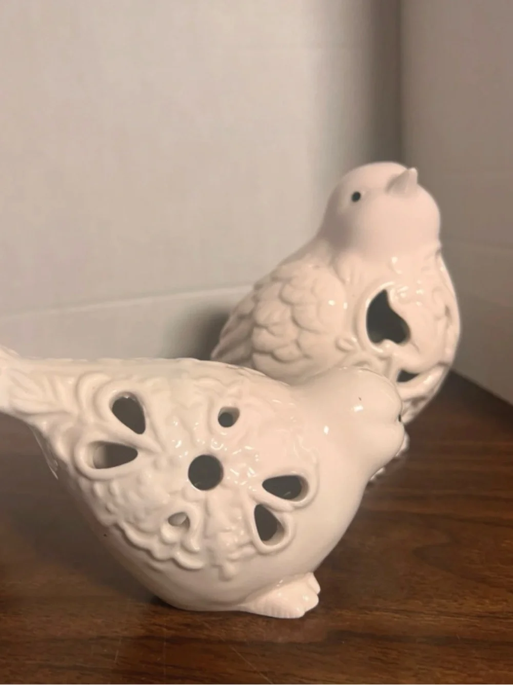 White Ceramic Bird Figurine Trio